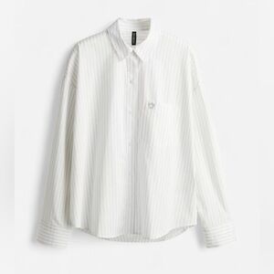 H&M Oversized Pinstriped Buttoned Top